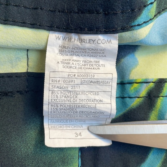 Neon Hurley Swim Shorts Size 34 Unlined - Picture 4 of 6